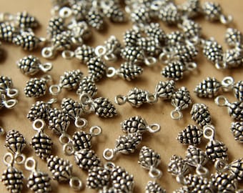 25 pc. Antique Silver Pine Cone Charms, 7mm x 13mm | MIS-069