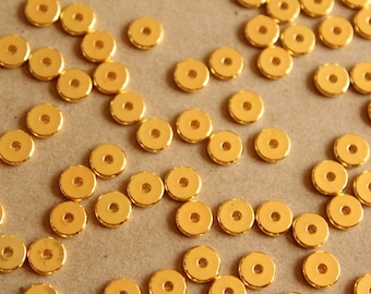 30 pc. Gold Plated Brass Round Flat Spacer Beads, 8mm in diameter | FI-400
