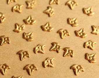 20 pc. Tiny Raw Brass Leaves: 7.5mm by 6mm - made in USA | RB-828
