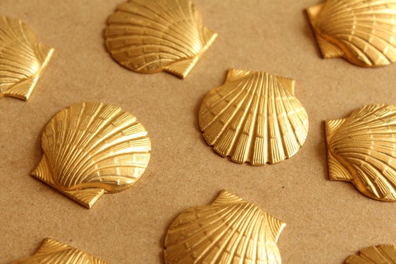 1 Pc. Large Raw Brass Seashell: 32mm by 32mm Made in USA RB-1020