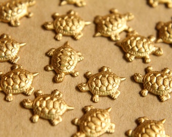 8 pc. Raw Brass Turtle Stampings: 14mm by 10mm - made in USA | RB-507