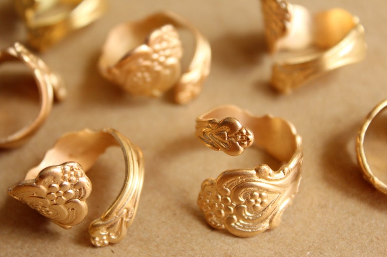 1 pc Raw Brass Adjustable Spoon Rings RB-559