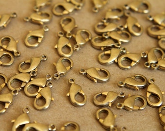 12 pc. Raw Brass Lobster Clasps, 7mm x 12mm | FI-095