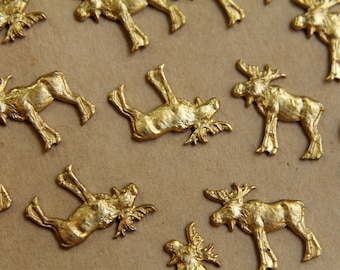 2 pc. Raw Brass Moose Stampings: 19mm by 20mm - made in USA | RB-416