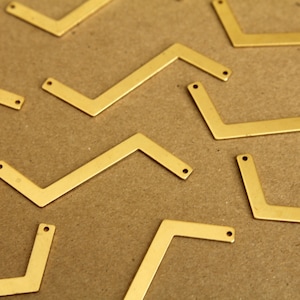 8 pc. Long Raw Brass Zigzag Connectors: 53mm by 21mm  - made in USA | RB-292