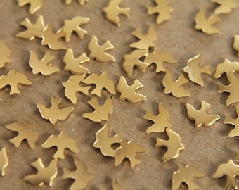 24 pc. Tiny Raw Brass Doves: 8mm by 6mm - made in USA | RB-062