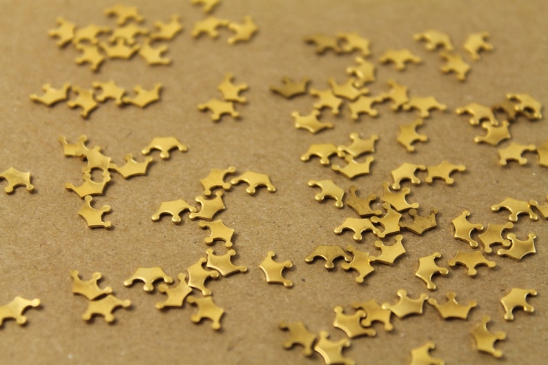 24 pc. Tiny Raw Brass Crown: 8mm by 5mm made in USA RB-059 image 1