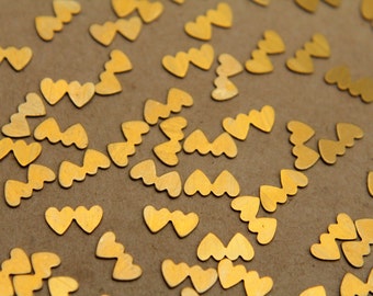 20 pc. Tiny Raw Brass Double Hearts: 4mm by 8mm - made in USA | RB-335