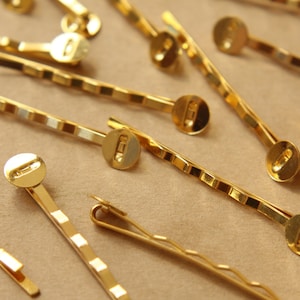20 pc. Gold Bobby Pins, 8mm pad | FI-173