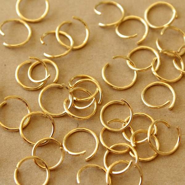 50 pc. 10mm 18k Plated Gold Stainless Steel Open Jumprings, 18 gauge | FI-661