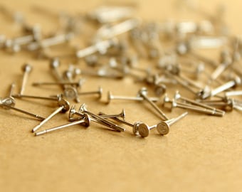 50 pc. Silver Plated Earring Posts, 3mm pad | FI-221