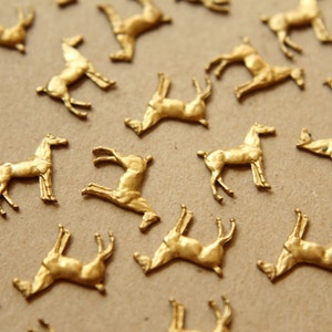 2 pc. Raw Brass Tiny Standing Horse Stampings: 14mm by 13mm made in USA RB-581 image 1