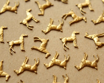 2 pc. Raw Brass Tiny Standing Horse Stampings: 14mm by 13mm - made in USA | RB-581