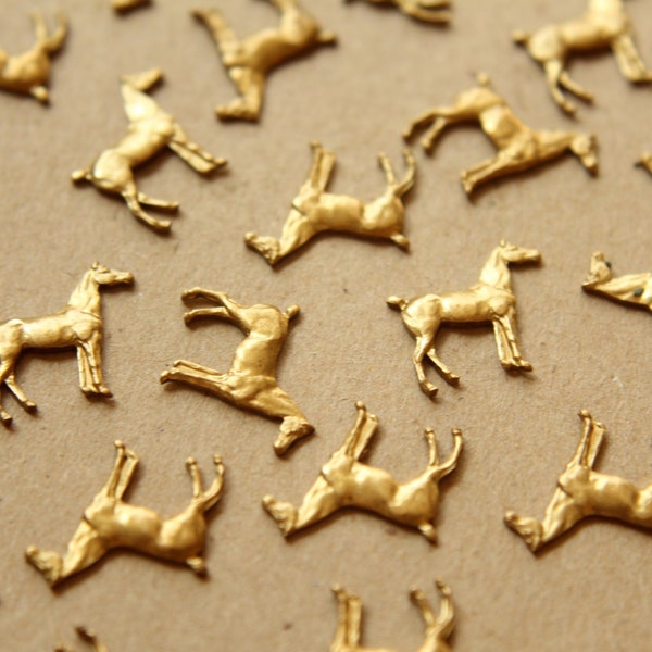 2 pc. Raw Brass Tiny Standing Horse Stampings: 14mm by 13mm - made in USA | RB-581