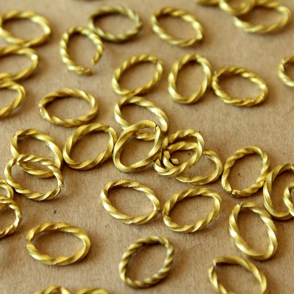 50 pc. Raw Brass Twisted Oval Open Linking Rings, 8.5mm by 6mm | FI-082*