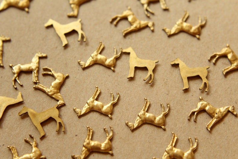 2 pc. Raw Brass Tiny Standing Horse Stampings: 14mm by 13mm made in USA RB-581 image 2