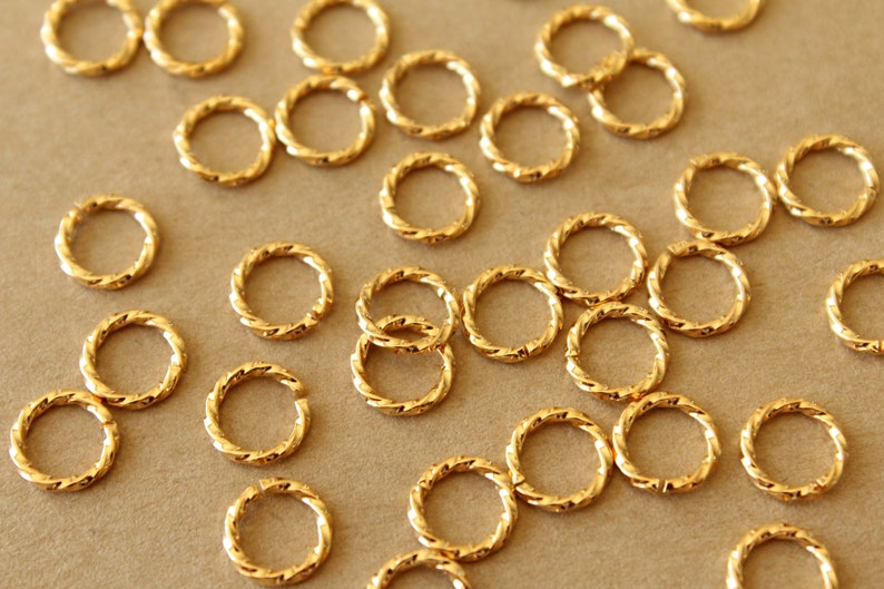 25 pc. 8mm 18k Gold Plated Twisted Open Linking Rings, 18 gauge FI-675 image 1