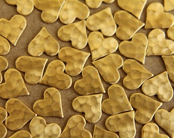16 pc. Raw Brass Hammered Heart: 8mm by 8mm - made in USA * Also available in 80 piece * | RB-008