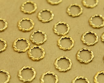 10 pc. Tiny Raw Brass Braided Circles: 8mm diameter - made in USA | RB-466