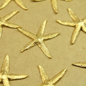 6 pc. Raw Brass Starfish Stampings: 29mm by 29mm - made in USA | RB-430