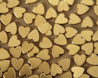 40 pc. Tiny Raw Brass Hearts: 5mm by 6mm - made in USA | RB-013