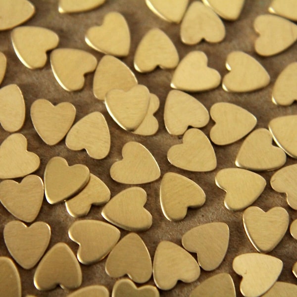 40 pc. Tiny Raw Brass Hearts: 5mm by 6mm - made in USA | RB-013