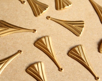 12 pc. Raw Brass Geometric Dangle Charms : 27mm by 12.5mm - made in USA | RB-1110