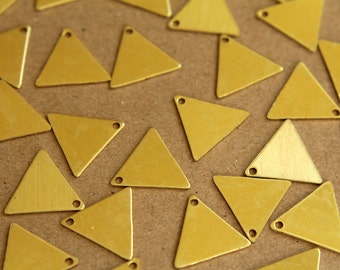 10 pc. Medium Raw Brass Triangles - Corner Hole: 17mm by 17mm - made in USA | RB-249