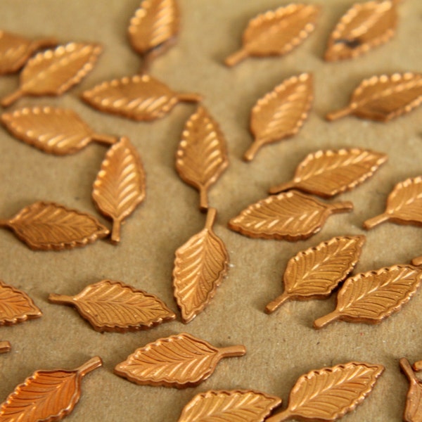 6 pc. Small Raw Copper Leaves: 16 mm by 7 mm - made in USA | RB-318