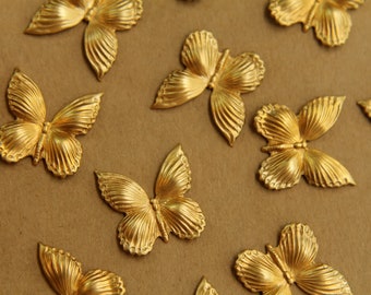 6 pc. Small Raw Brass Butterflies: 17mm by 17mm - made in USA | RB-413