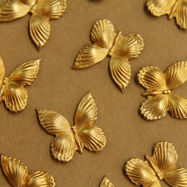 6 pc. Small Raw Brass Butterflies: 17mm by 17mm - made in USA | RB-413