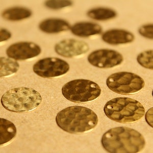 16 pc. Raw Brass Hammered Circle Charms: 11mm in diameter made in USA RB-893 image 3