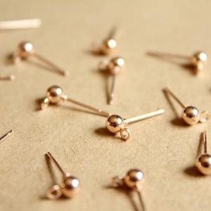 30 pc. Rose Gold Plated Ball End Earring Posts, 4mm Ball, Stainless Steel | FI-471