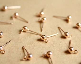 30 pc. Rose Gold Plated Ball End Earring Posts, 4mm Ball, Stainless Steel | FI-471