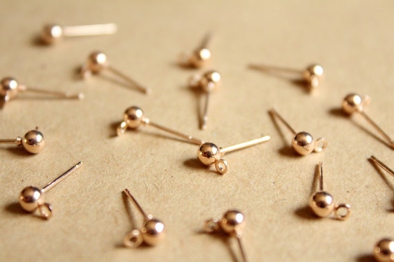 30 pc. Rose Gold Plated Ball End Earring Posts, 4mm Ball, Stainless Steel | FI-471