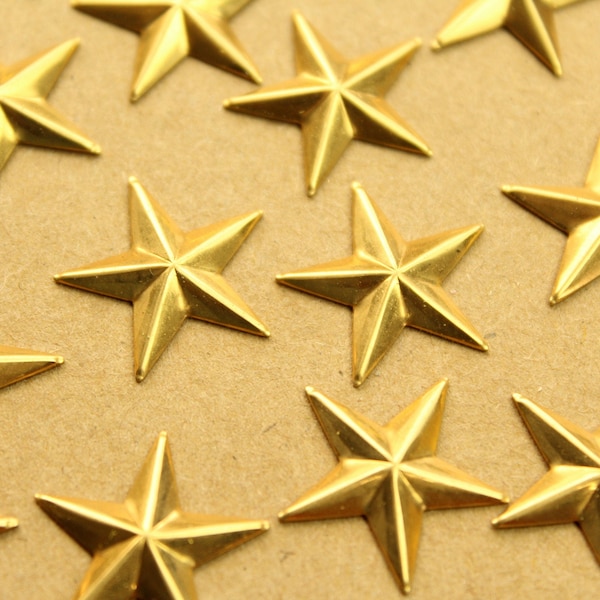 12 pc. Raw Brass Barn Stars: 19mm by 19mm - made in USA | RB-1350