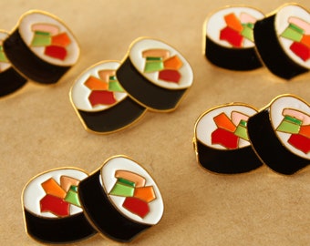 1 pc. Sushi California Rolls Brooch Pin, 26.5mm x 17mm Japan Japanese Food Rice Fish  | MIS-327*