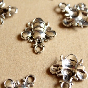 10 pc. Antique Silver Bee Charms MIS-188 image 2