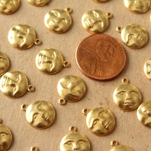 20 pc. Raw Brass Moon Face Charms: 12mm x 10.5mm made in USA RB-1405 image 4