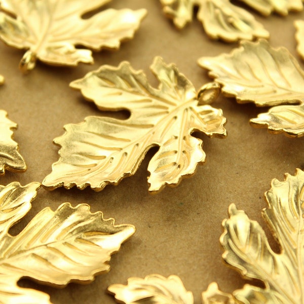 6 pc. Gold Plated Autumn Leaf Charms, 36mm by 29mm | MIS-366