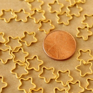 50 pc. Gold Plated Star Links: 9-10 mm in diameter FI-126 image 3