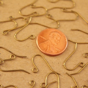 50 pc. Raw Brass Earring Hooks Simple Earwires Unplated Brass 18.5mm FI-443 image 3