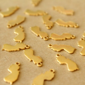 6 pc. Gold Plated Brass New Jersey State Charms / Blanks: 7.5mm by 14mm made in USA GLD-228 image 2