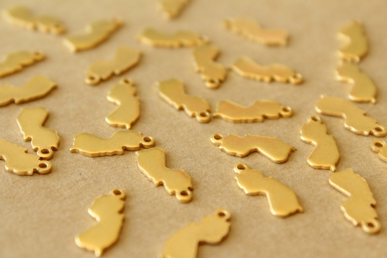 6 pc. Gold Plated Brass New Jersey State Charms / Blanks: 7.5mm by 14mm made in USA GLD-228 image 2