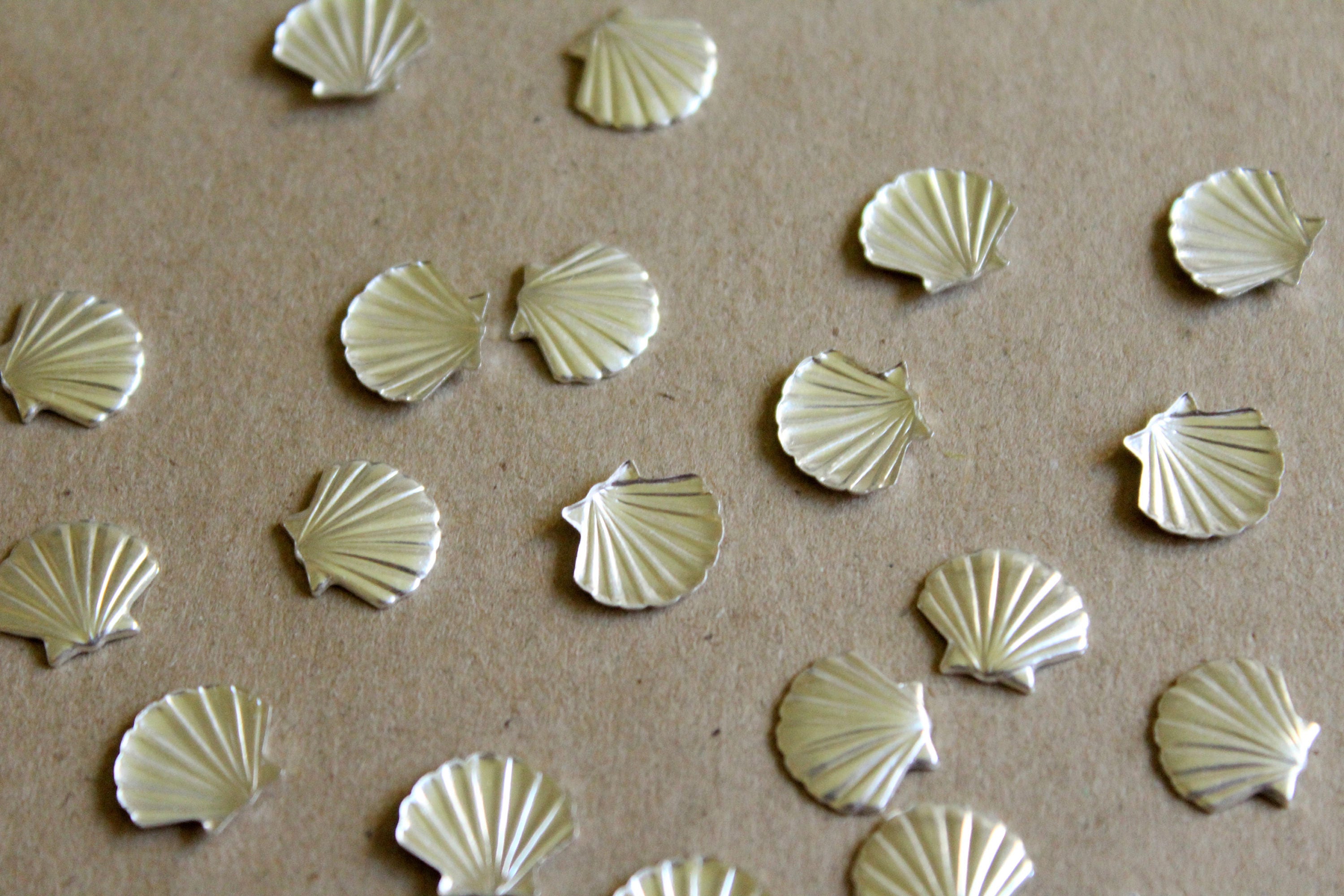 Plated Shells 12 Pc. Small Silver Plated Brass Seashells Shells: 10mm by 11.5mm ...