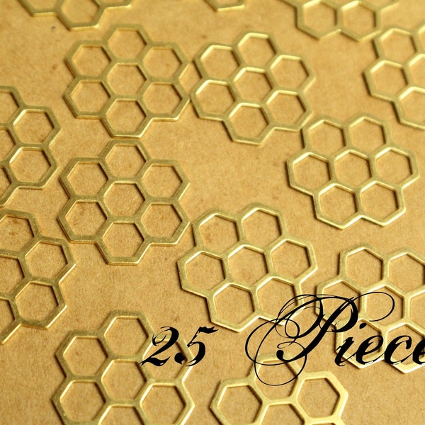 25 pc. Raw Brass Honeycomb Charms: 22mm by 21mm | MIS-042-5*
