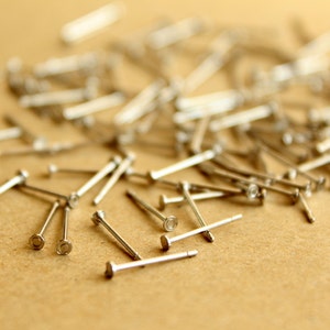 100 pc. Silver Plated Earring Posts, 2mm pad FI-222-2 image 2