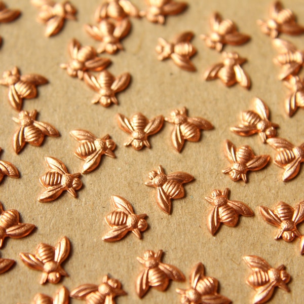 12 pc. Tiny Raw Copper Bees: 7mm by 6mm - made in USA | RB-594