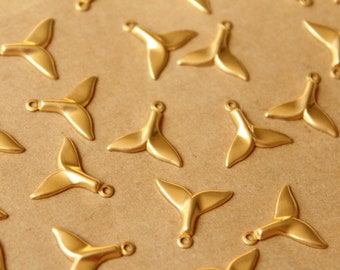 20 pc. Raw Brass Whale Tail Charms: 16mm by 14mm - made in USA | RB-758