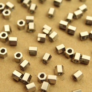 20 pc. Stainless Steel Hexagon Barrel Beads, 4.5mm by 4.5mm FI-026 image 1